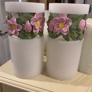 Charming Pink and Green Candle Accents